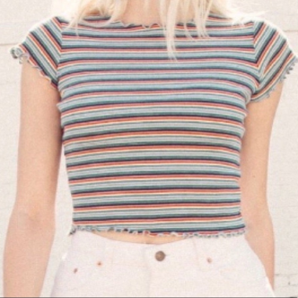 Brandy Melville Rainbow Lettuce Crop Top